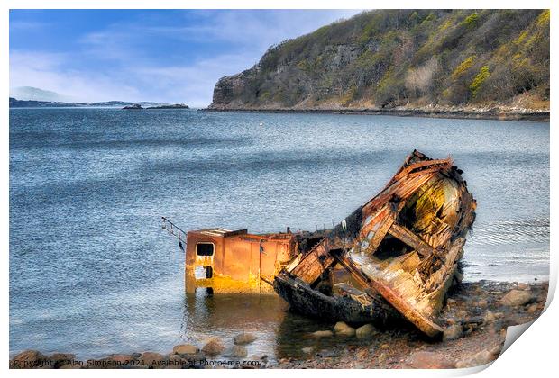 Lower Diabeg Shipwreck Print by Alan Simpson