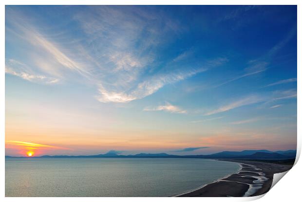 Harlech beach sunset Print by Rory Trappe