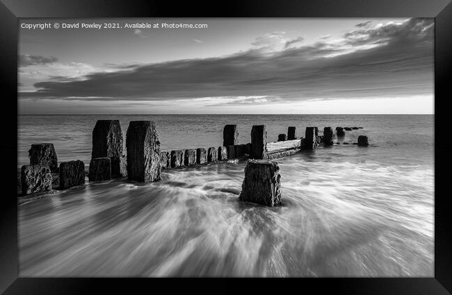 Sunrise Glow at Cart Gap Norfolk Monochrome Framed Print by David Powley