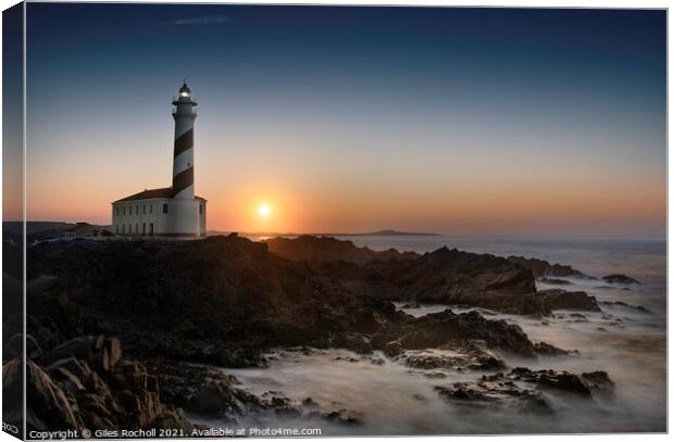 Lighthouse and sunset Menorca Spain Canvas Print by Giles Rocholl