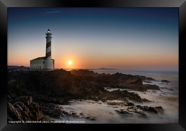 Lighthouse and sunset Menorca Spain Framed Print by Giles Rocholl