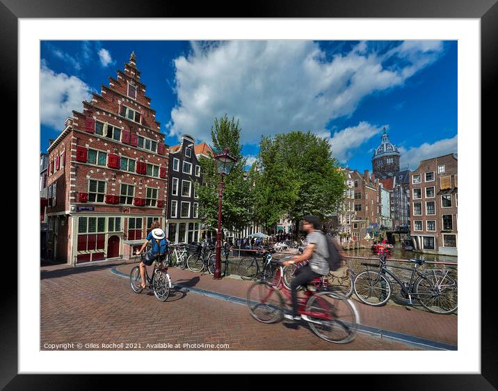 Amsterdam cyclists Netherlands Framed Mounted Print by Giles Rocholl