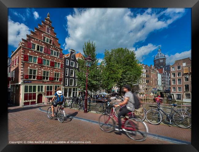 Amsterdam cyclists Netherlands Framed Print by Giles Rocholl