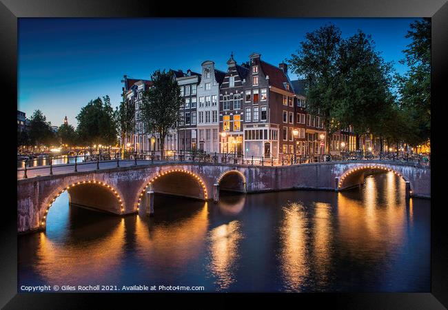 Dusk Amsterdam Netherlands Framed Print by Giles Rocholl