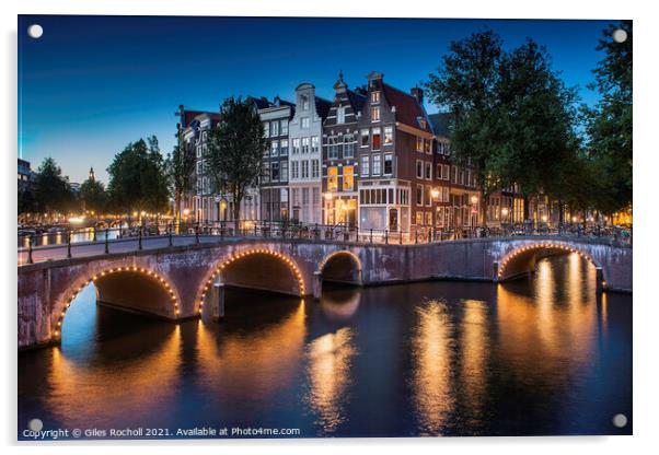 Dusk Amsterdam Netherlands Acrylic by Giles Rocholl