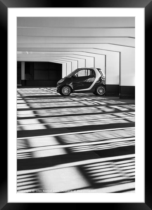 Graphic shadows and car Framed Mounted Print by Giles Rocholl