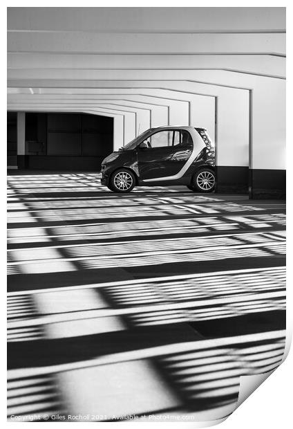 Graphic shadows and car Print by Giles Rocholl