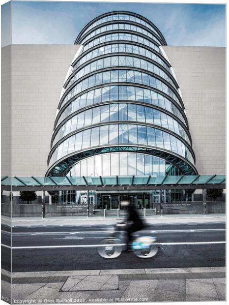 Cyclist Convention centre Dublin Ireland Canvas Print by Giles Rocholl