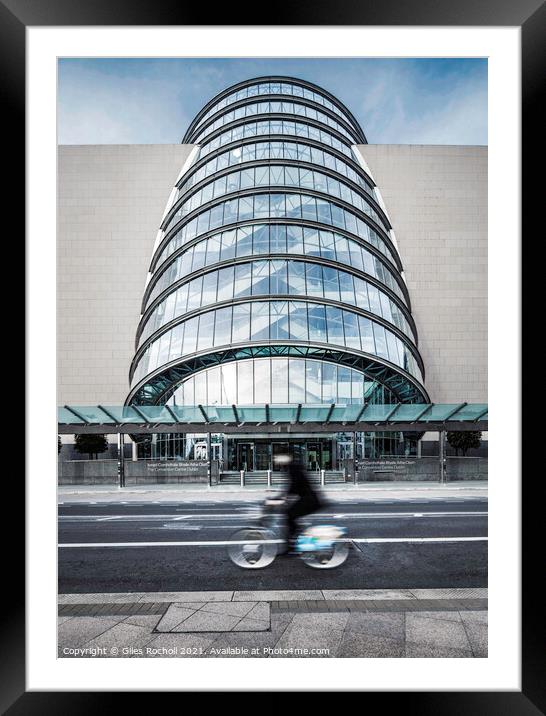 Cyclist Convention centre Dublin Ireland Framed Mounted Print by Giles Rocholl