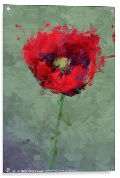 Garden Poppy Blooming Acrylic by Philip Gough