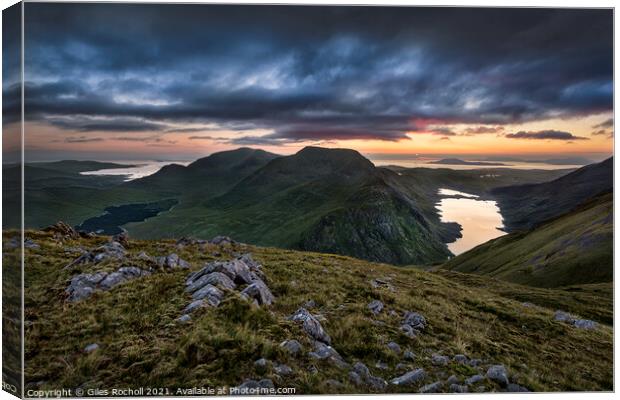 Sunset over Irish mountains. Canvas Print by Giles Rocholl