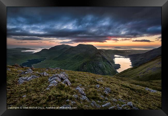 Sunset over Irish mountains. Framed Print by Giles Rocholl
