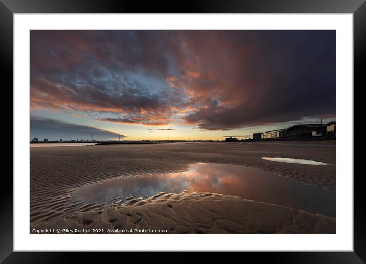 Sunrise beach Liverpool Framed Mounted Print by Giles Rocholl