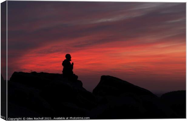 Praying monk sunrise Canvas Print by Giles Rocholl