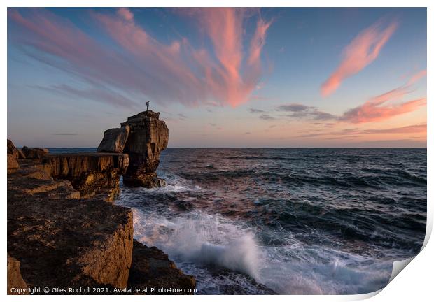 Sunset Pulpit Rock Dorset Print by Giles Rocholl