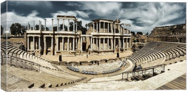 Ancient Splendour Merida Roman Theatre Canvas Print by Roger Mechan