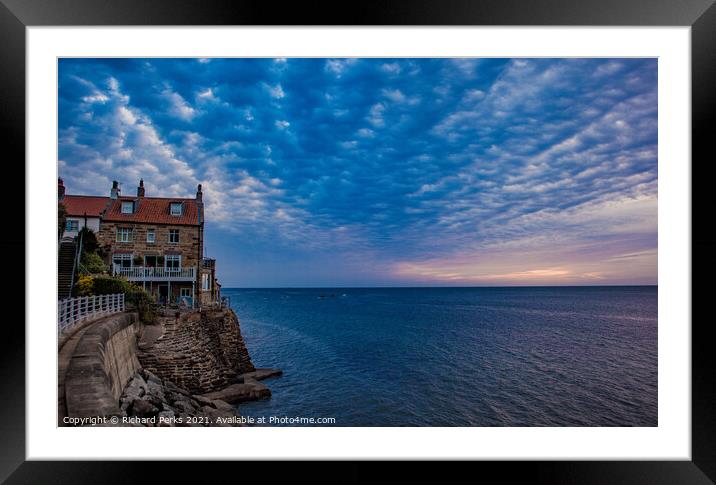 Robin Hoods Bay clouds Framed Mounted Print by Richard Perks