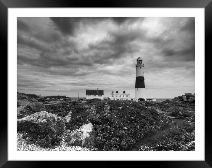 Black/White  Portland Bill Framed Mounted Print by Les Schofield
