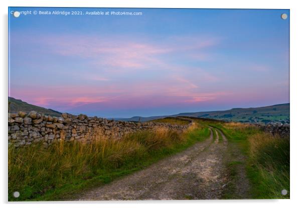 Sunset in Yorkshire Dales Acrylic by Beata Aldridge
