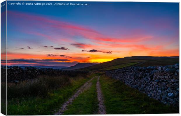 Sunset in Yorkshire Dales Canvas Print by Beata Aldridge