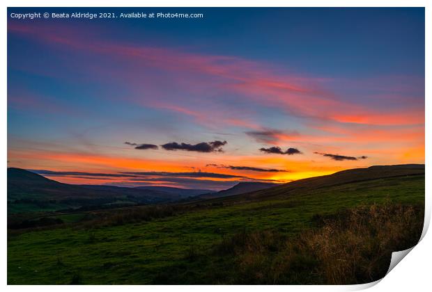 Sunset in Yorkshire Dales Print by Beata Aldridge
