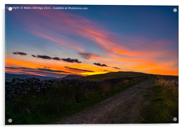 Sunset in Yorkshire Dales Acrylic by Beata Aldridge