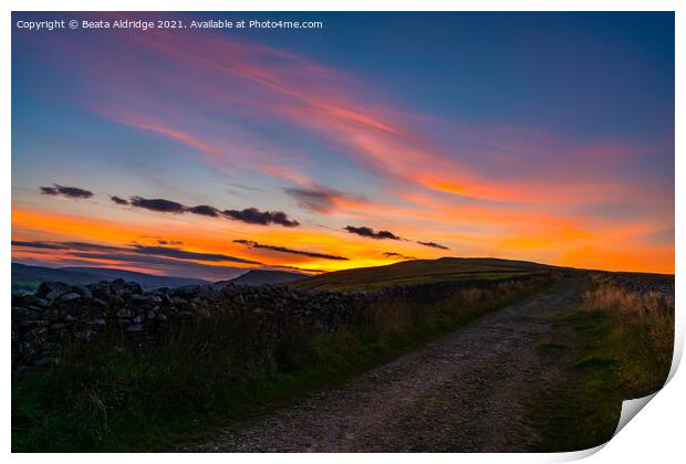 Sunset in Yorkshire Dales Print by Beata Aldridge