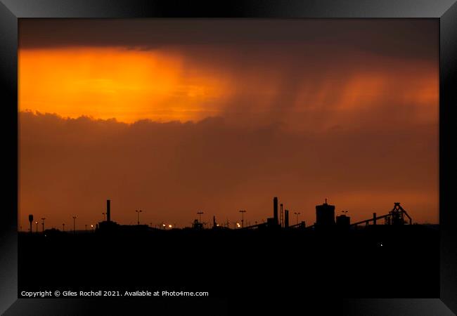 Industrial sunset silhouette Framed Print by Giles Rocholl