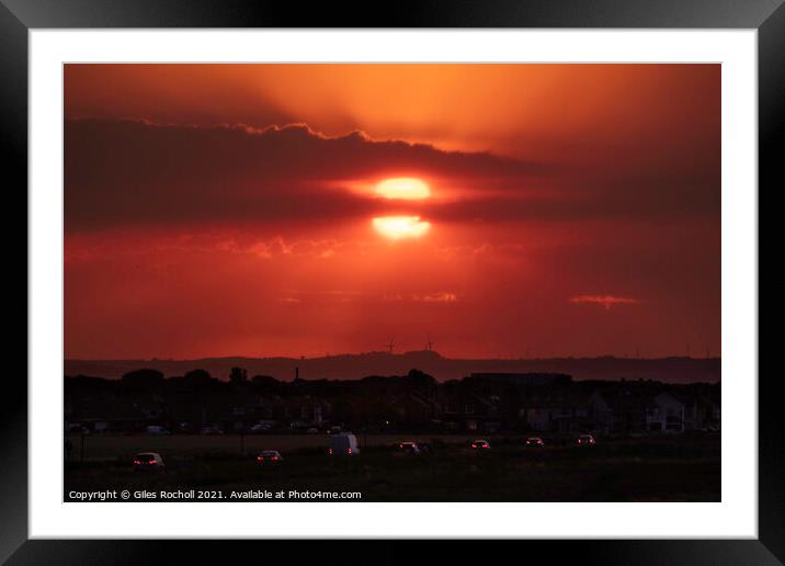 Traffic sunset silhouette Framed Mounted Print by Giles Rocholl