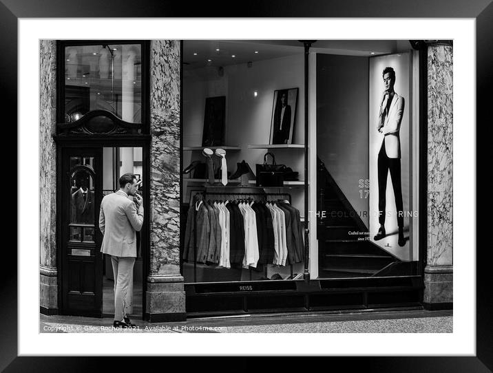 Street shop and suits Leeds Framed Mounted Print by Giles Rocholl
