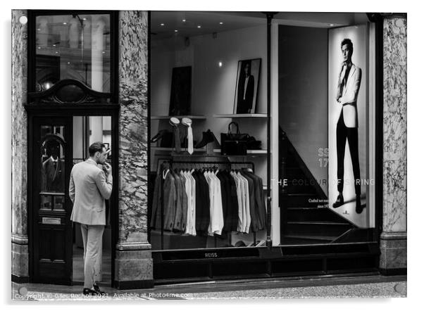 Street shop and suits Leeds Acrylic by Giles Rocholl