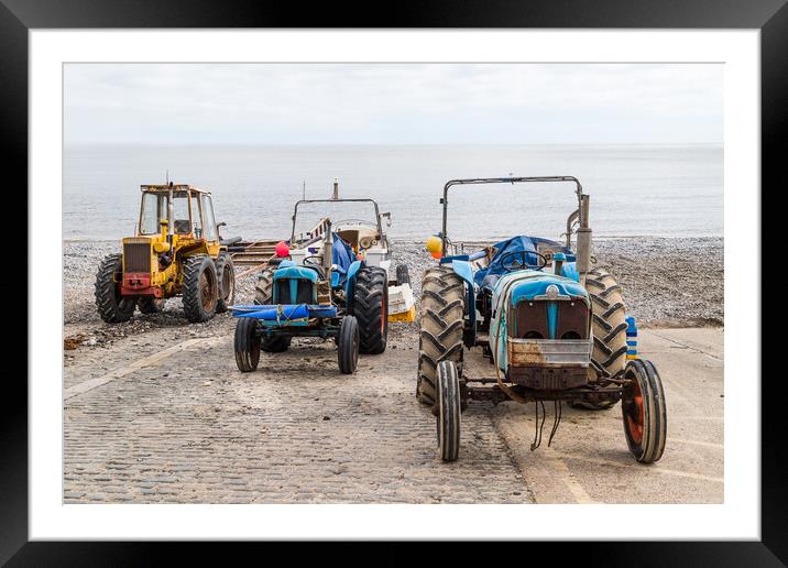 Tractors on the slipway at Cromer Framed Mounted Print by Jason Wells