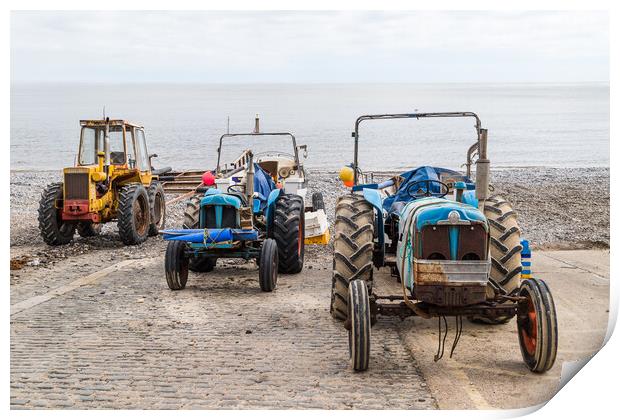 Tractors on the slipway at Cromer Print by Jason Wells