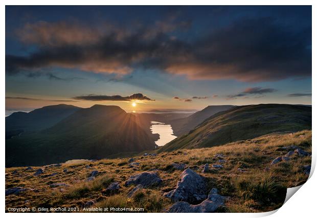 Irish mountains sunrise Print by Giles Rocholl