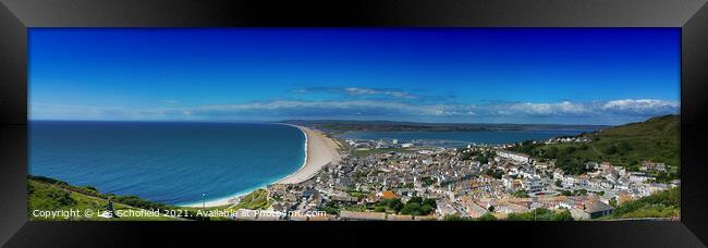 Outdoor Chesil Beach Panoramic  Framed Print by Les Schofield