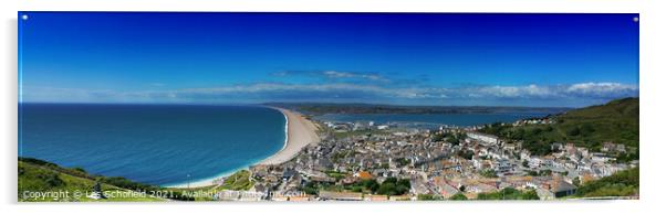Outdoor Chesil Beach Panoramic  Acrylic by Les Schofield