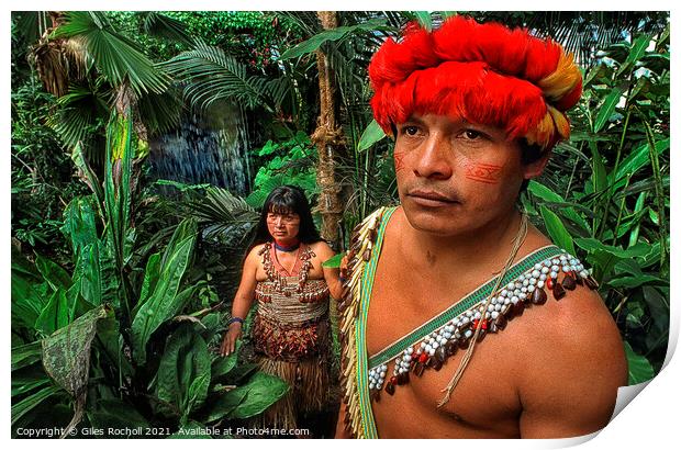 Amazon rain forest chief Print by Giles Rocholl