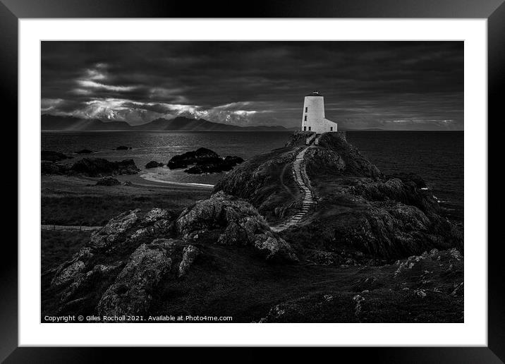 Ynys Llanddwyn lighthouse Wales Framed Mounted Print by Giles Rocholl
