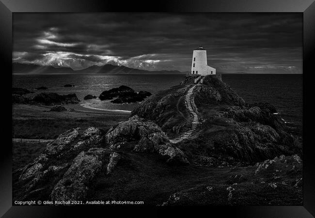 Ynys Llanddwyn lighthouse Wales Framed Print by Giles Rocholl