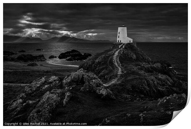 Ynys Llanddwyn lighthouse Wales Print by Giles Rocholl
