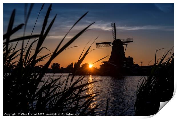 Zaanse Schans windmill Holland Print by Giles Rocholl