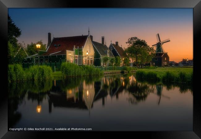 Zaanse Schans windmills Holland Framed Print by Giles Rocholl