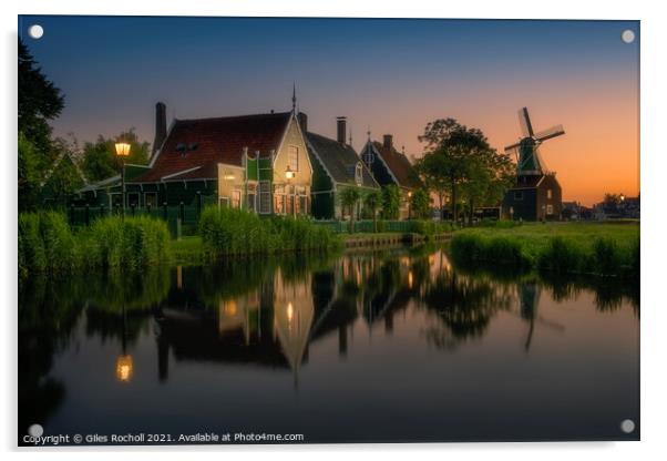 Zaanse Schans windmills Holland Acrylic by Giles Rocholl