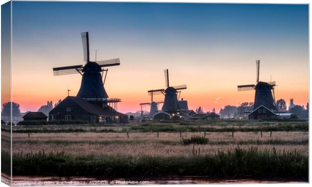 Zaanse Schans windmills Netherlands Canvas Print by Giles Rocholl