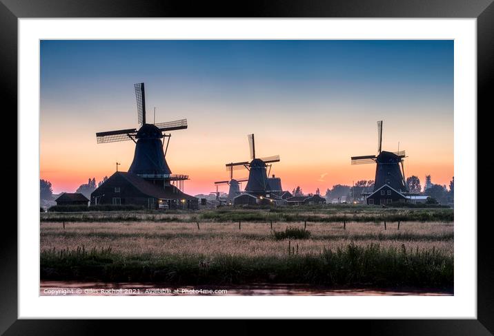 Zaanse Schans windmills Netherlands Framed Mounted Print by Giles Rocholl