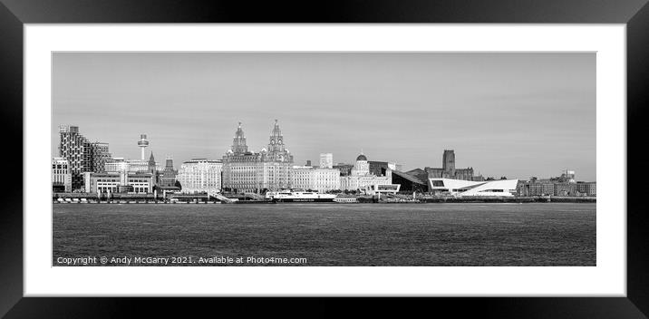 Liverpool Waterfront B&W pano Framed Mounted Print by Andy McGarry