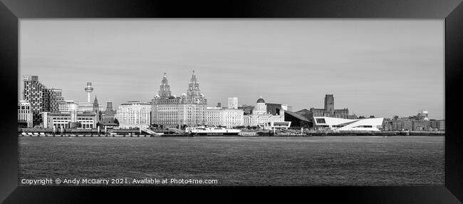 Liverpool Waterfront B&W pano Framed Print by Andy McGarry