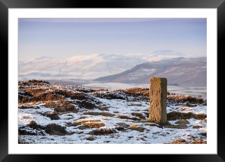 Snowy Yorkshire moors. Framed Mounted Print by Giles Rocholl