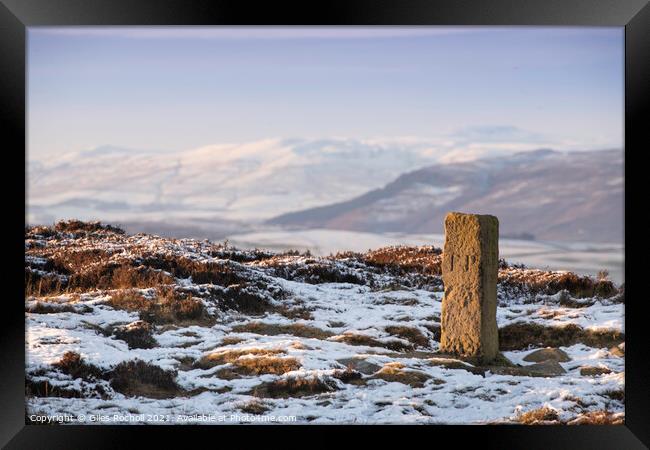 Snowy Yorkshire moors. Framed Print by Giles Rocholl