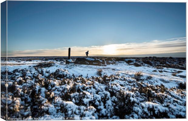 Yorkshire moors snow running Canvas Print by Giles Rocholl